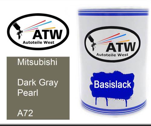 Mitsubishi, Dark Gray Pearl, A72: 500ml Lackdose, von ATW Autoteile West.